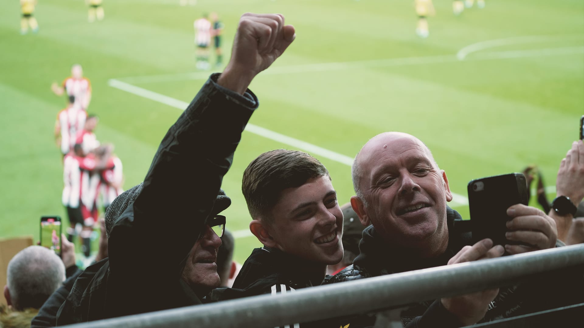 Picture perfect: Bees fans in the west stand enjoy their side’s third goal of the afternoon